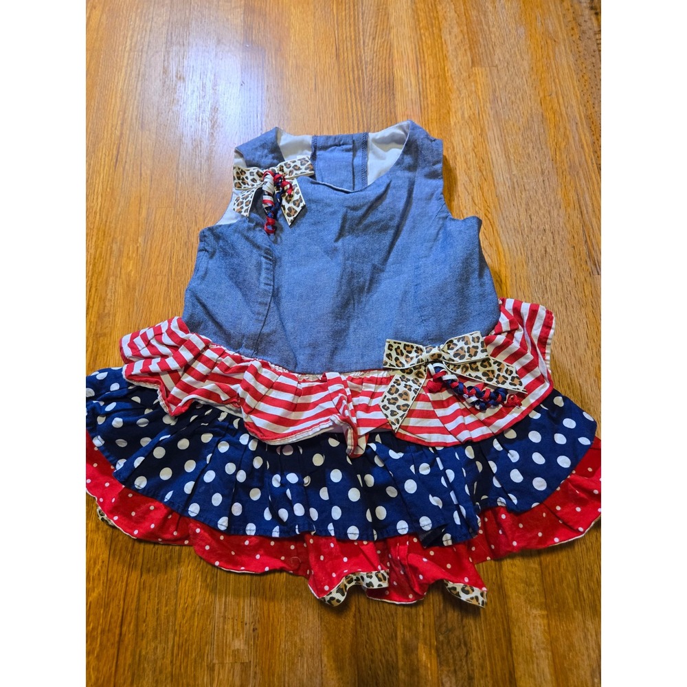 Bonnie Jean Girls 24 Month Red White Blue Patriotic Polka Dot Ruffle Skirt Dress